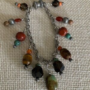Sincerely Southwest Sterling Multi Gemstone Magnetic Charm Bracelet